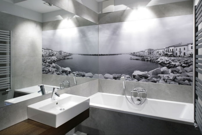 papier peint photo dans la salle de bain