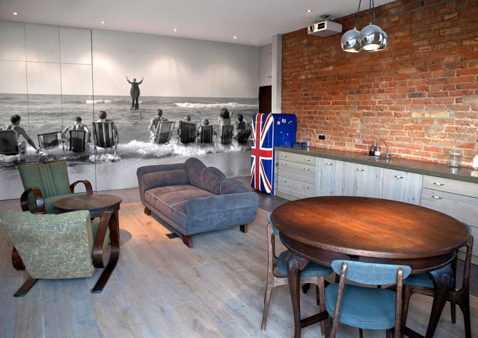 Papier peint photo dans un intérieur de style loft