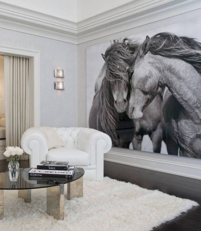 Papier peint photo blanc dans le salon