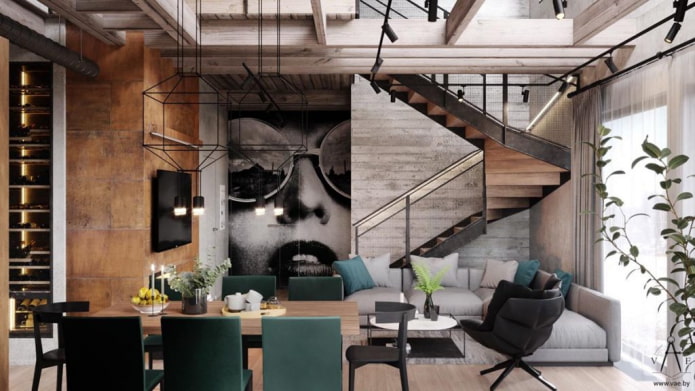 Papier peint photo dans un intérieur de style loft