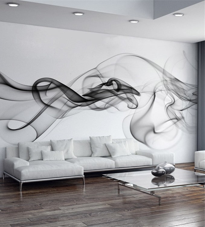 Papier peint photo blanc dans le salon