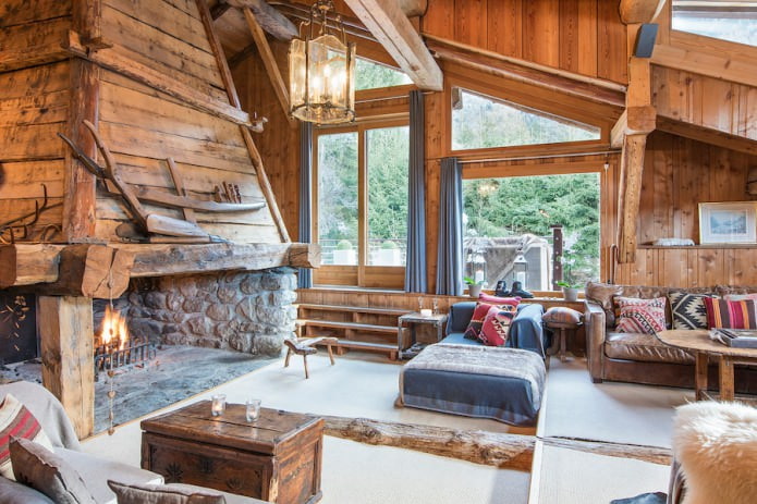 cheminée dans le chalet