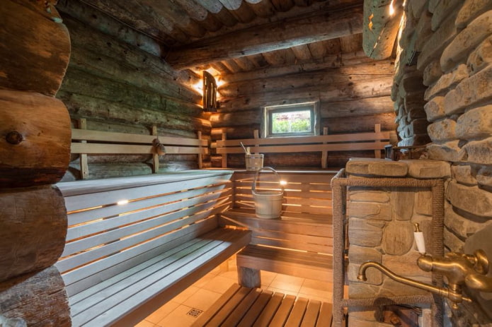 Intérieur de bain style chalet