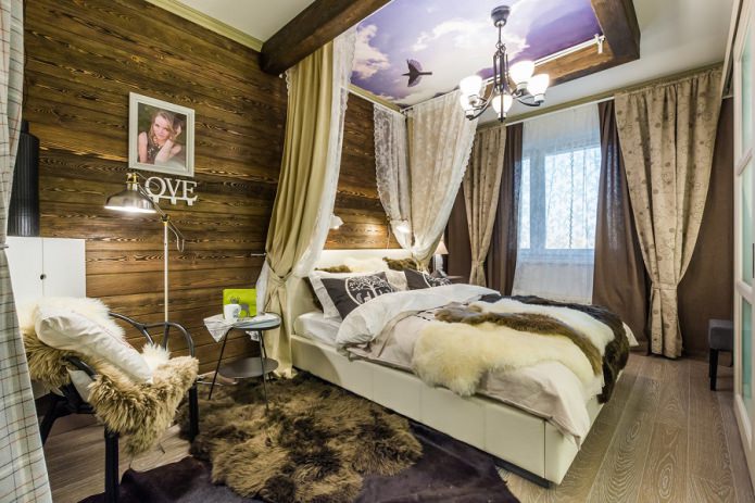 chambre avec murs en bois