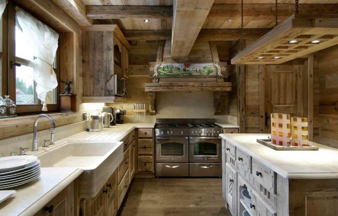 ensemble de cuisine en bois naturel