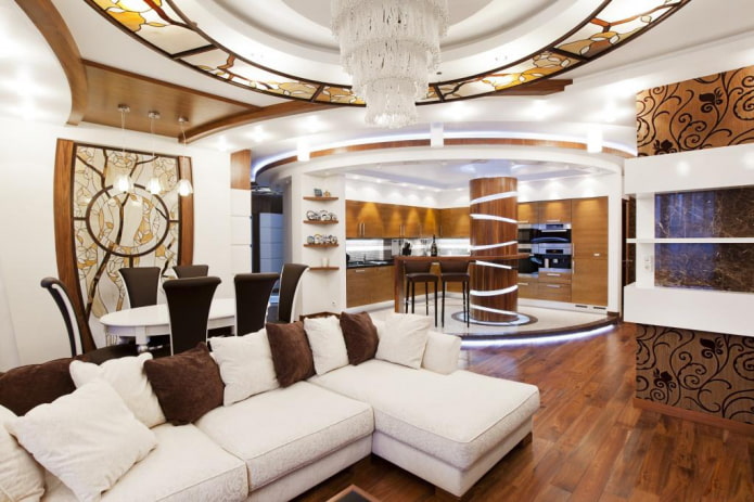 zoning of the kitchen and living room