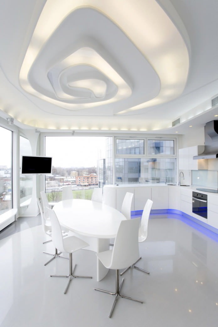 Cuisine blanche de style high-tech