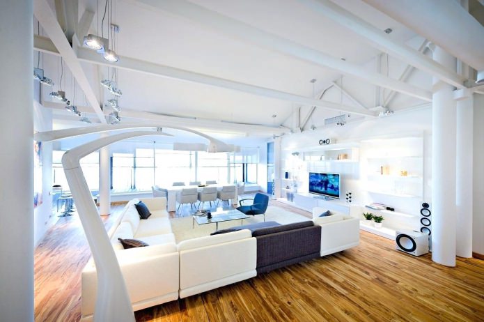Living room in white tons