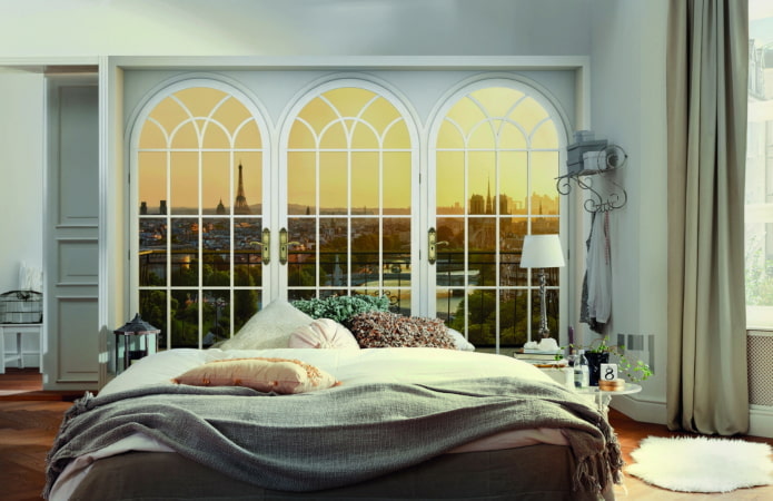 Papier peint 3D avec vue depuis la fenêtre de la chambre