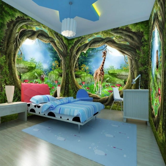 Papier peint photo 3D à l'intérieur de la chambre de garçon