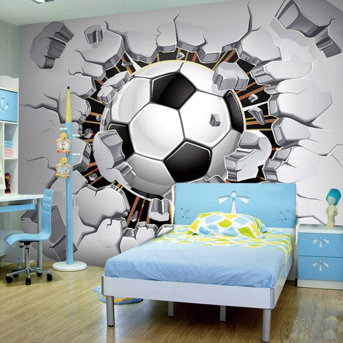 Papier peint photo 3D à l'intérieur de la chambre de garçon