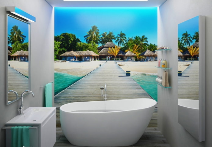 Papier peint photo 3D dans la salle de bain