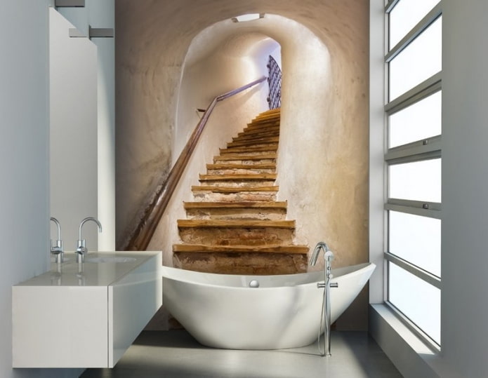 Papier peint photo 3D dans la salle de bain