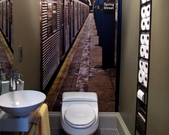Papier peint photo 3D dans la salle de bain