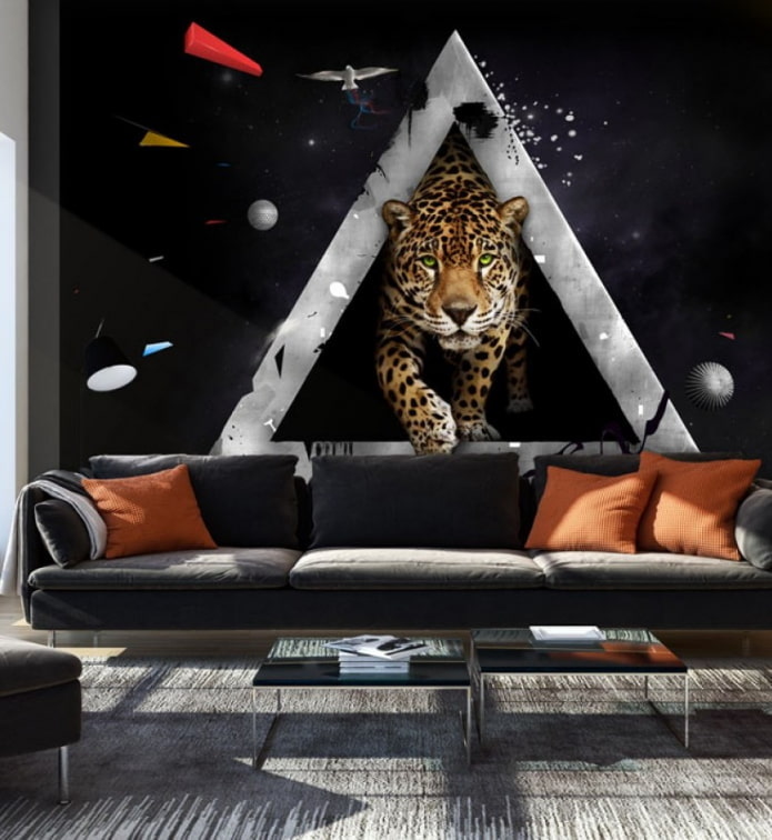 Papier peint photo 3D avec un guépard dans le salon