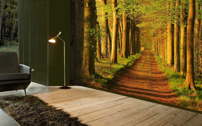 Papier peint photo 3D qui agrandit l'espace dans la chambre