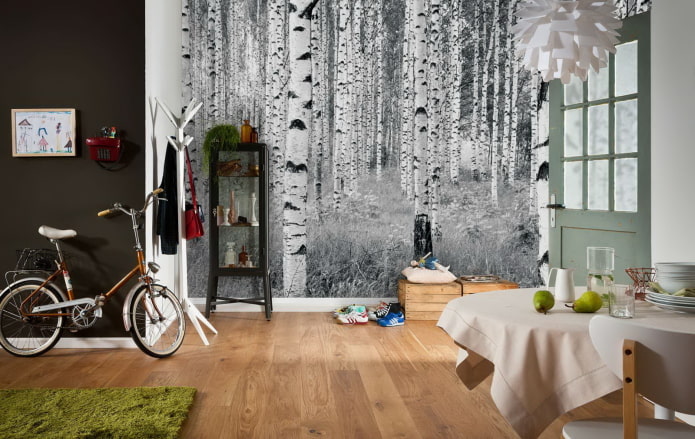 Papier peint 3D noir et blanc à l'intérieur