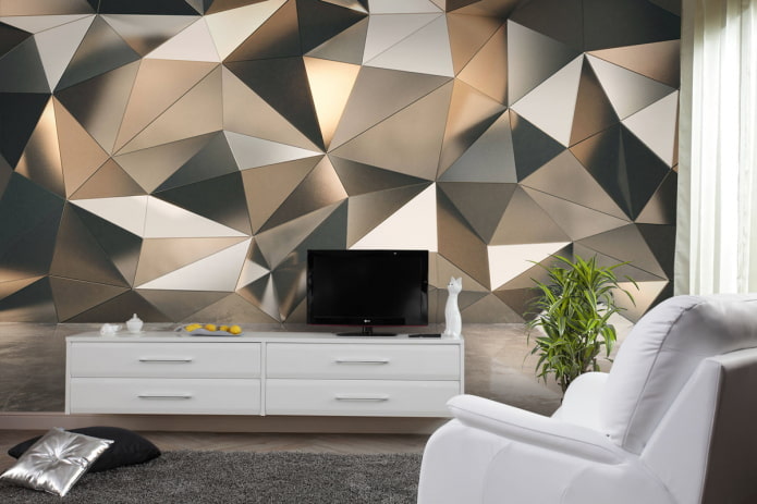 Papier peint 3D sur le mur derrière le téléviseur
