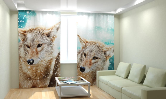Rideaux 3D avec une image d'animaux