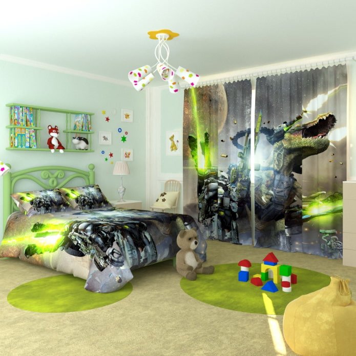Rideaux 3D dans la chambre de bébé garçon