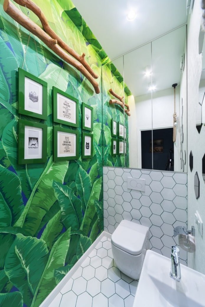 papier peint photo dans les toilettes