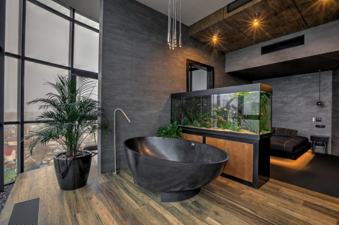 intérieur avec une cloison d'aquarium