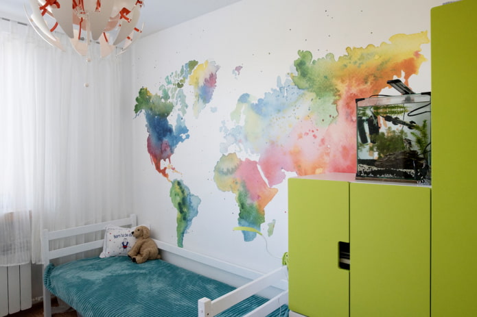 Intérieur de chambre d'enfant avec un aquarium