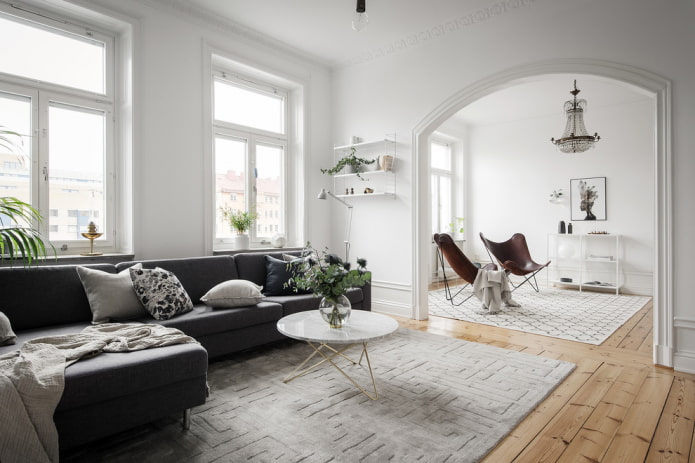 arche dans un salon de style scandinave