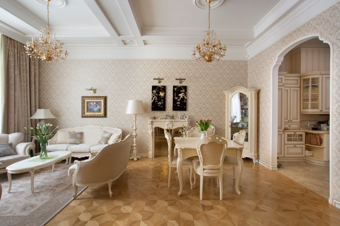 arche dans l'intérieur du salon dans un style classique
