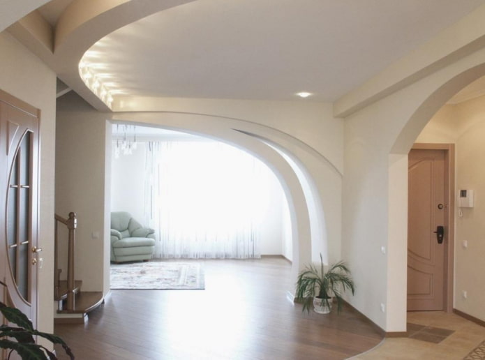 arc oblique en placoplâtre à l'intérieur
