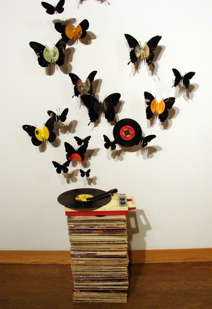 papillons en disques vinyles