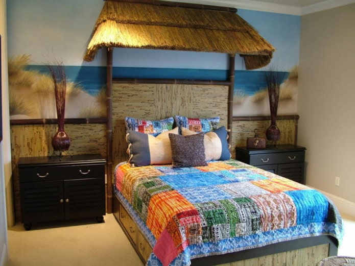 conception de chambre d'enfant avec du papier peint en bambou