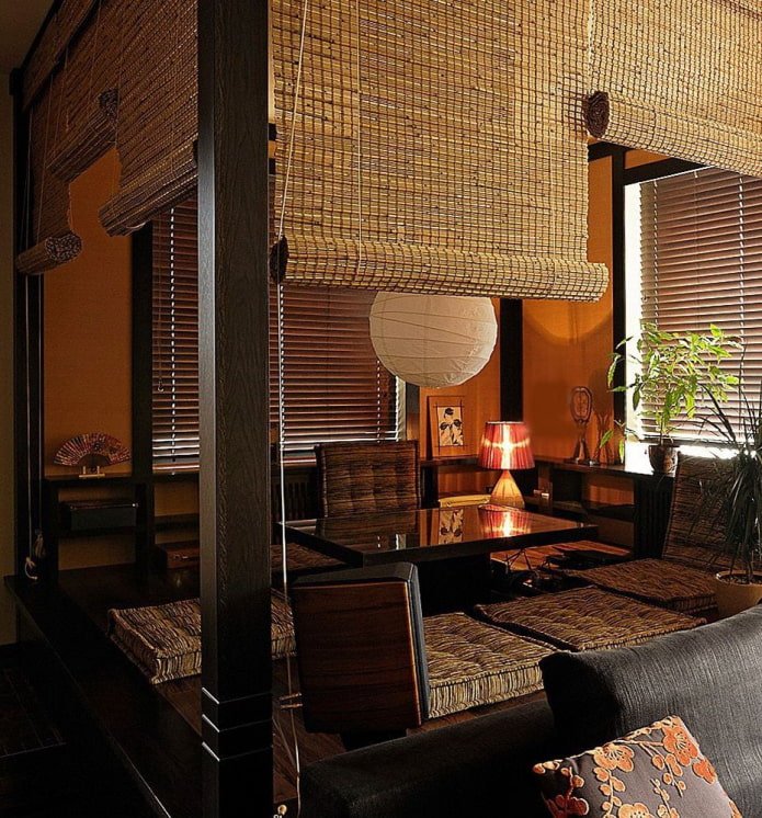 Rideaux en bambou de style oriental