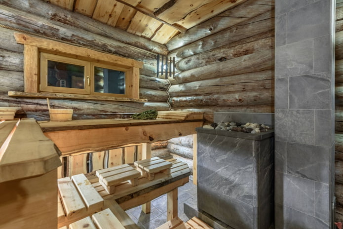 décoration de bain en rondins