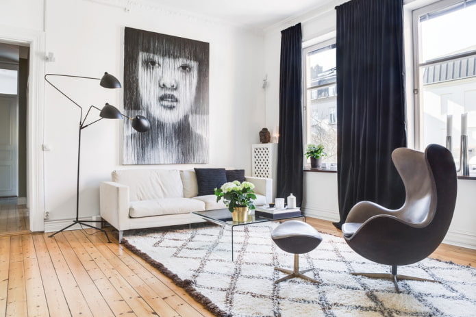 rideaux en velours noir dans un style moderne