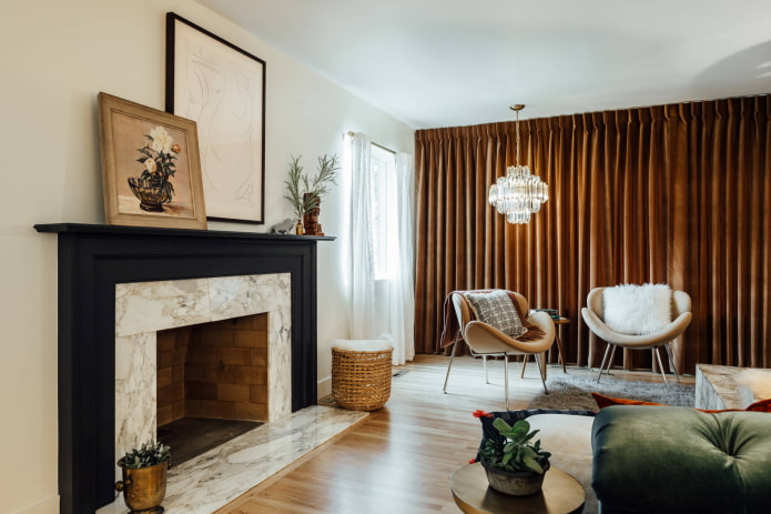 rideaux en velours à l'intérieur