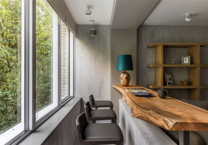 comptoir de bar avec plan de travail en bois