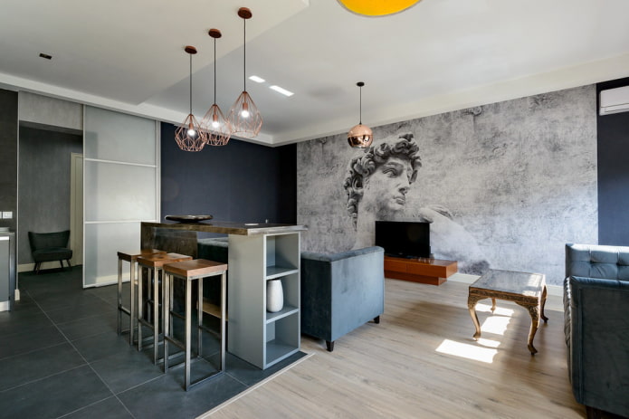Comptoir de bar dans le hall de style moderne