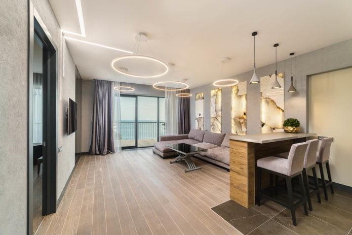 Comptoir de bar dans le hall de style moderne