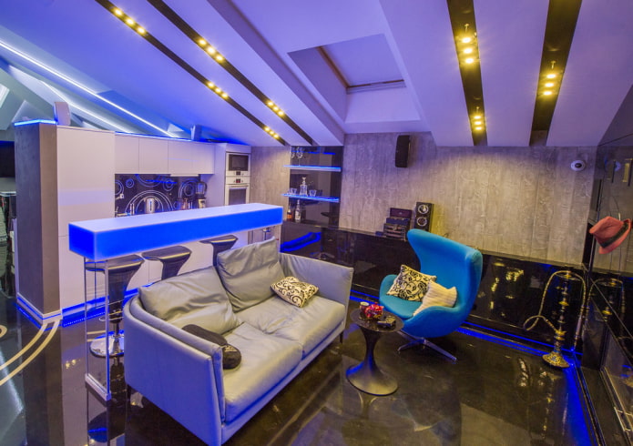 Comptoir de bar avec éclairage intérieur
