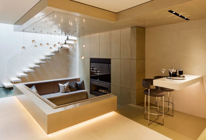 comptoir de bar pliant à l'intérieur du salon
