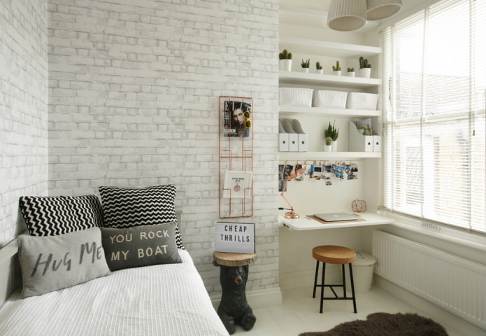 chambre grise et blanche pour un écolier
