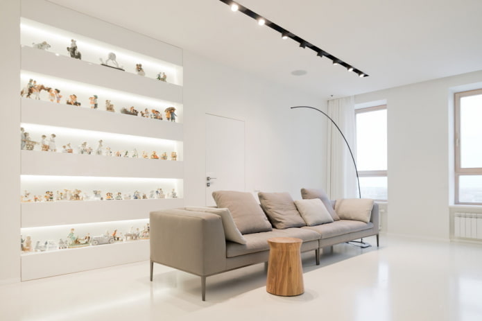Salon minimaliste aux tons blancs