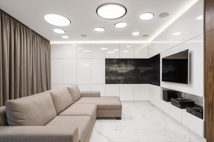 Salon minimaliste aux tons blancs