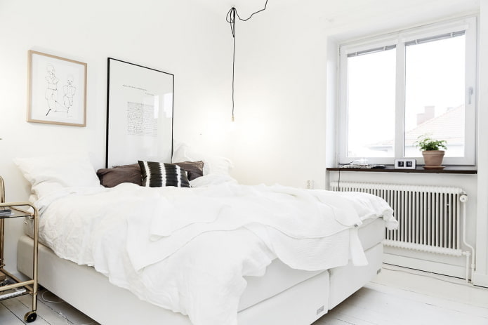 Intérieur de chambre blanche de style scandinave