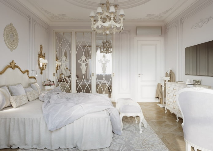 Intérieur d'une chambre blanche de style classique