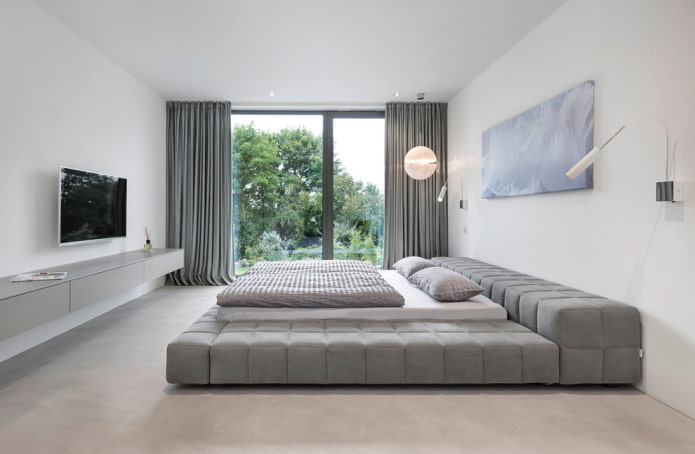Intérieur de chambre blanc et gris
