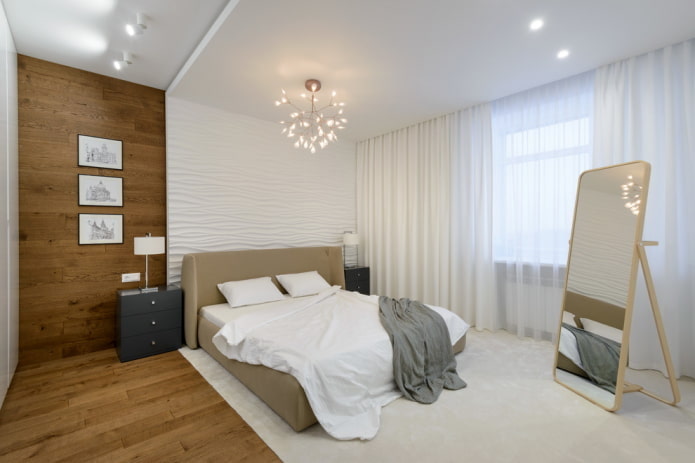 Intérieur de chambre dans les tons blancs et bruns