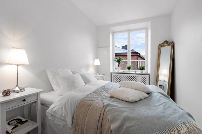 conception de chambre à coucher en tons blancs