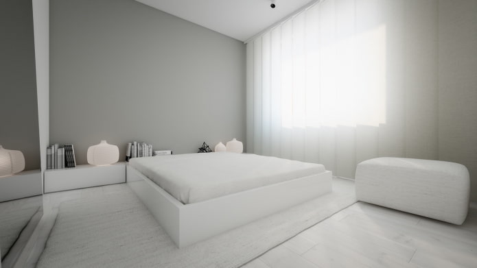 Intérieur de chambre blanc et gris
